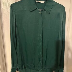 Zara Green Button Down Shirt